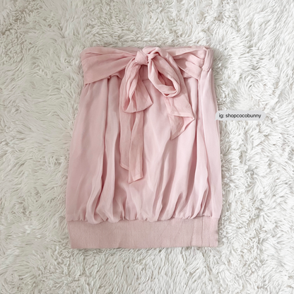 chiffon pastel pink bow bandeau top