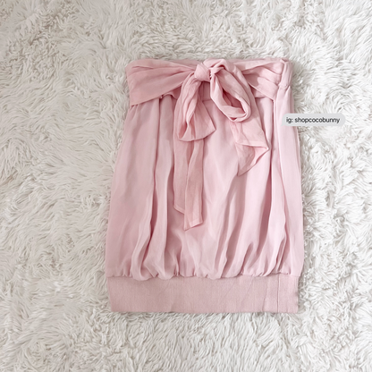 chiffon pastel pink bow bandeau top