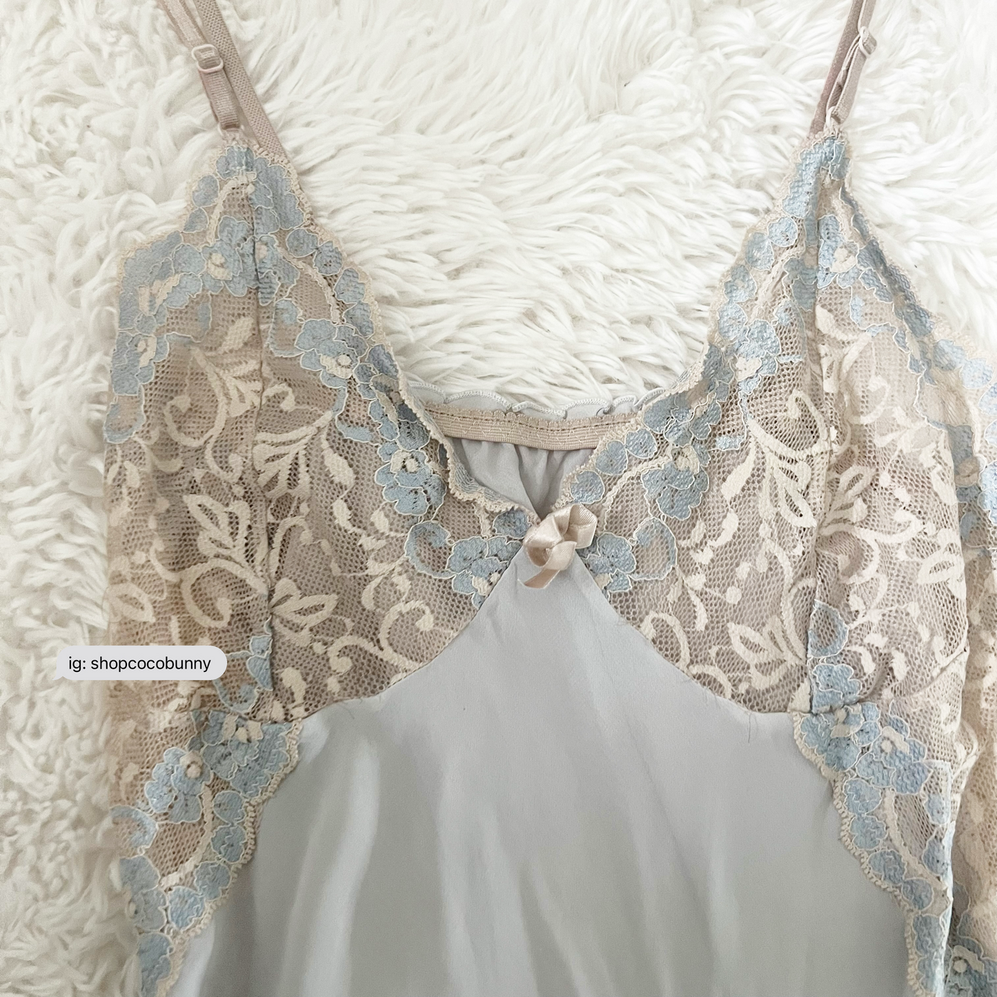 ethereal floral lace pale blue slip dress