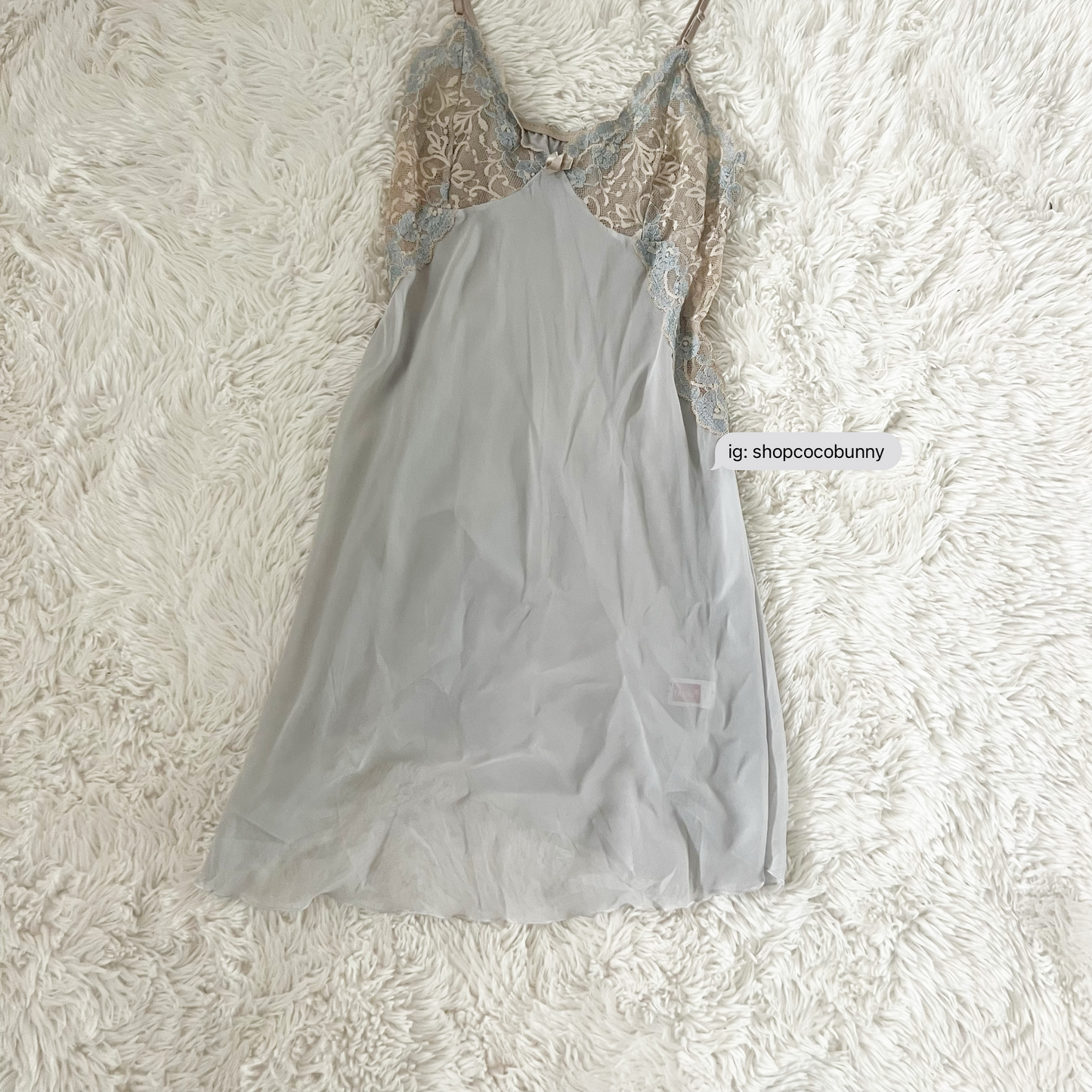 ethereal floral lace pale blue slip dress