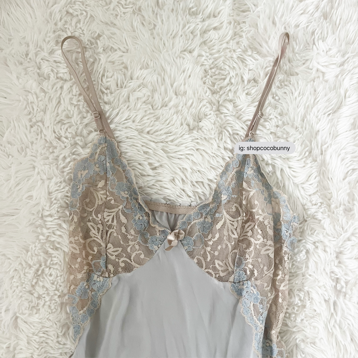 ethereal floral lace pale blue slip dress