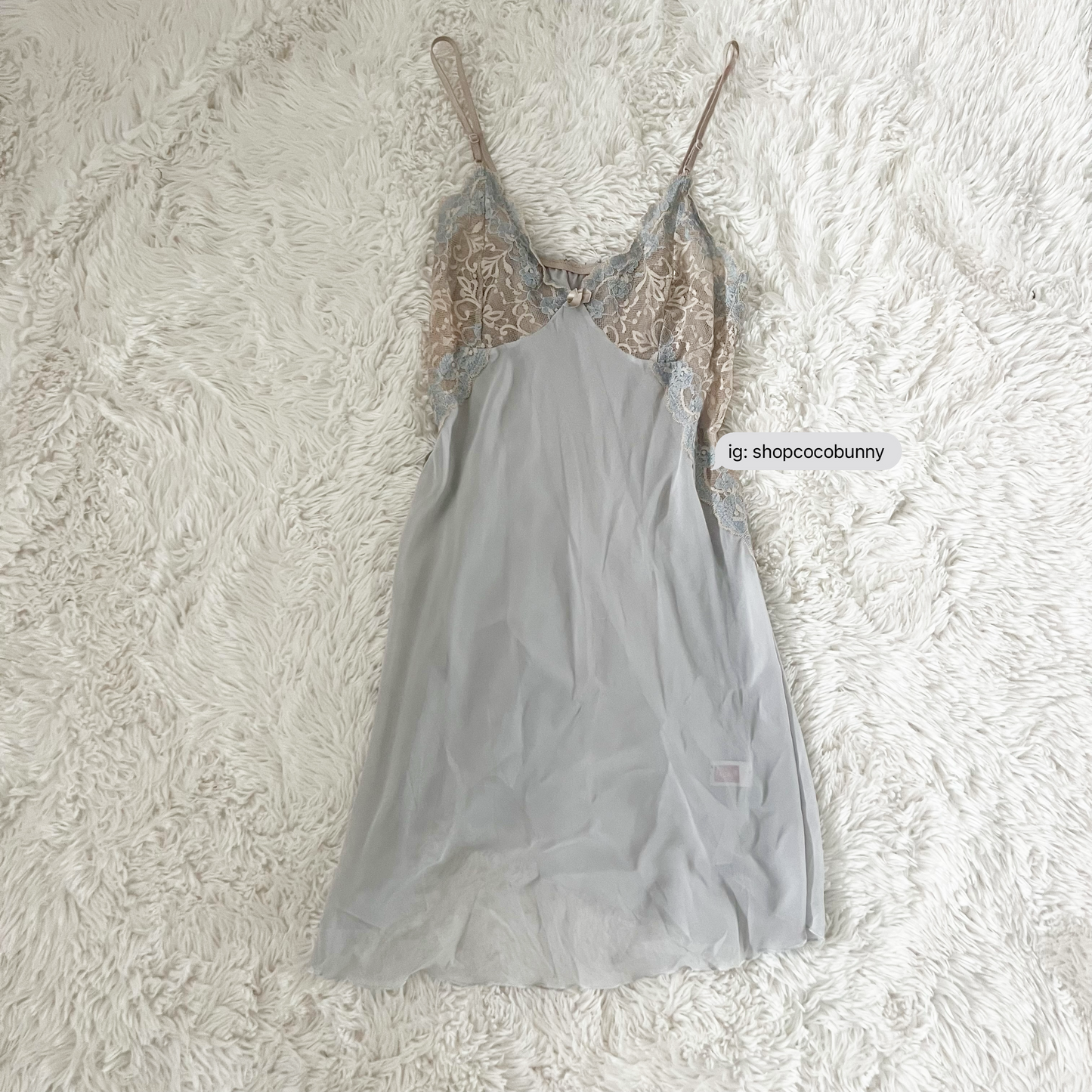 ethereal floral lace pale blue slip dress