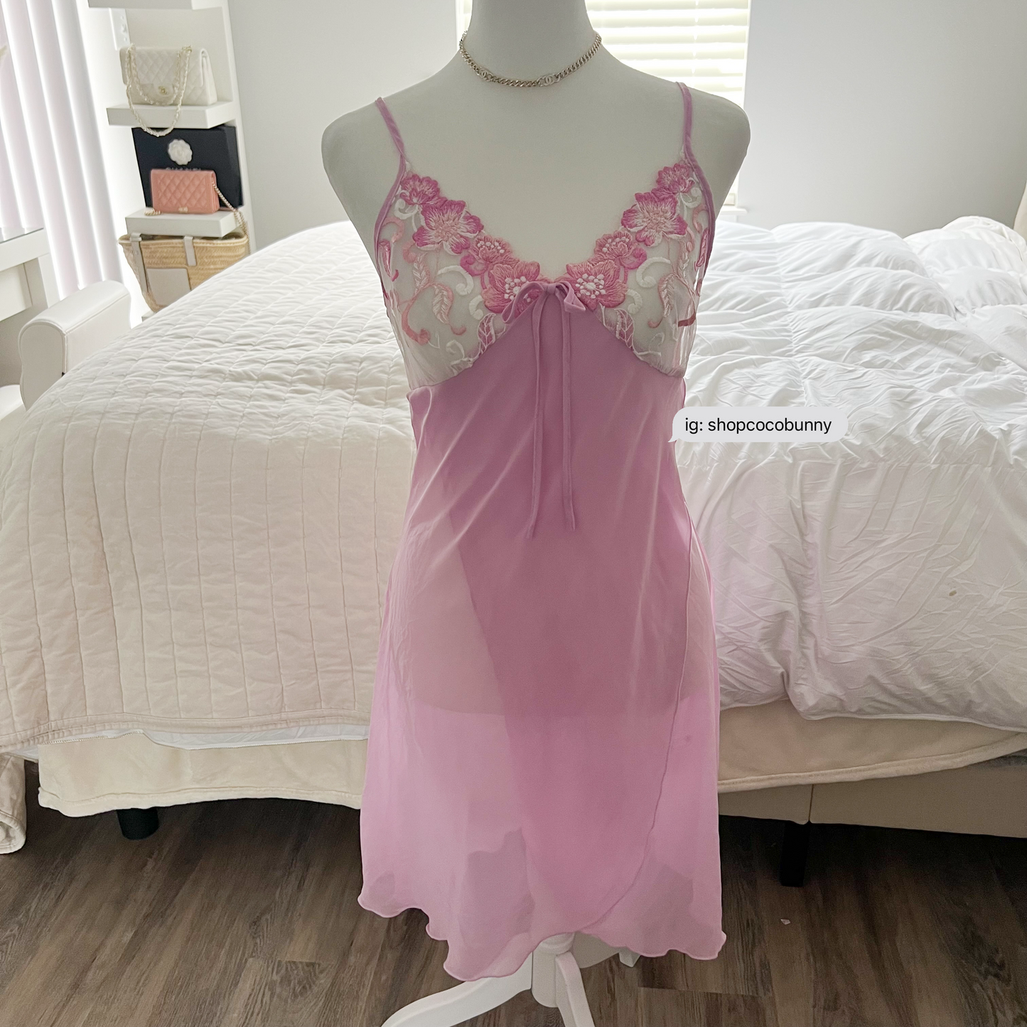 korean brand andre kim floral embroidery slip dress