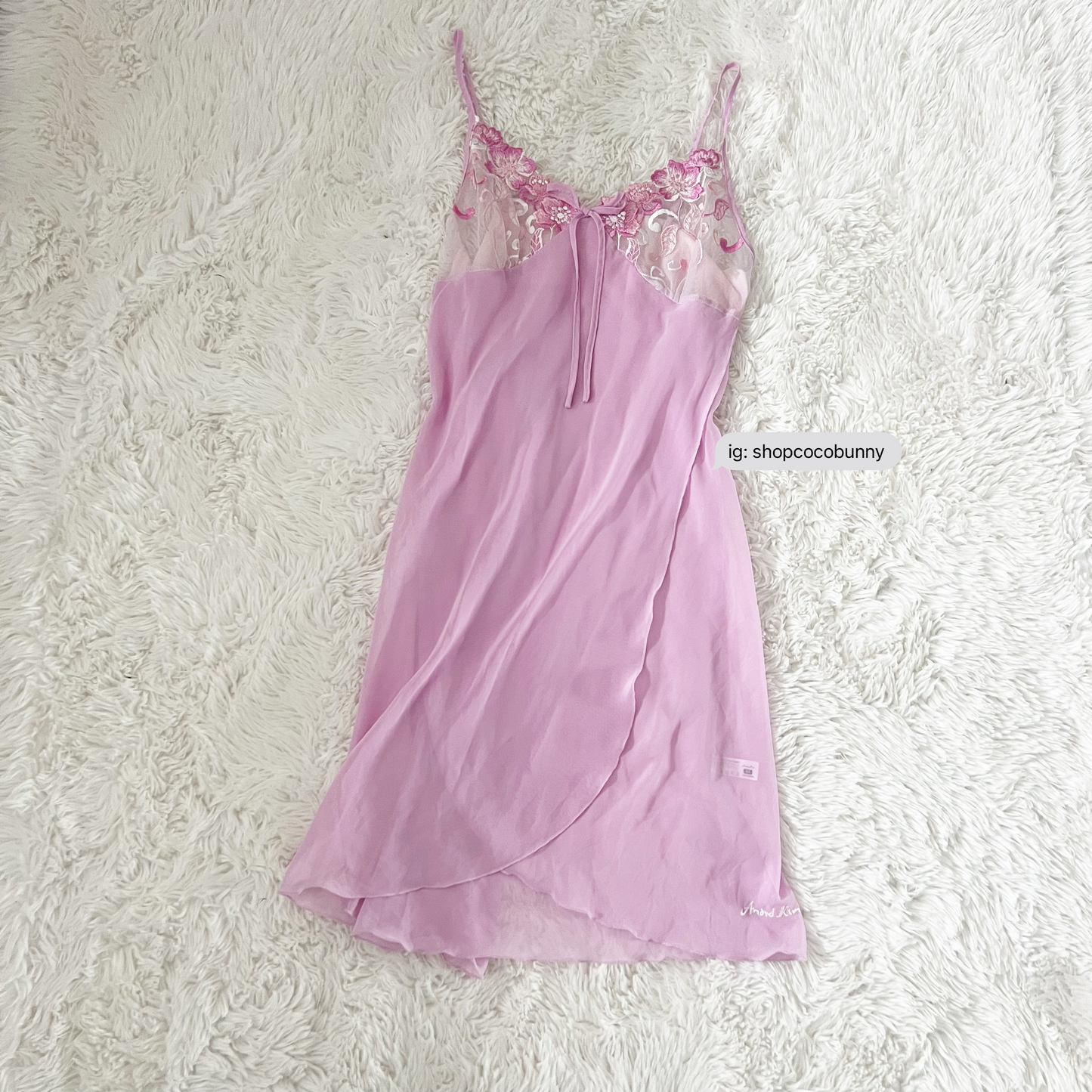 korean brand andre kim floral embroidery slip dress