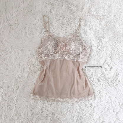 embroidered floral padded lace camisole