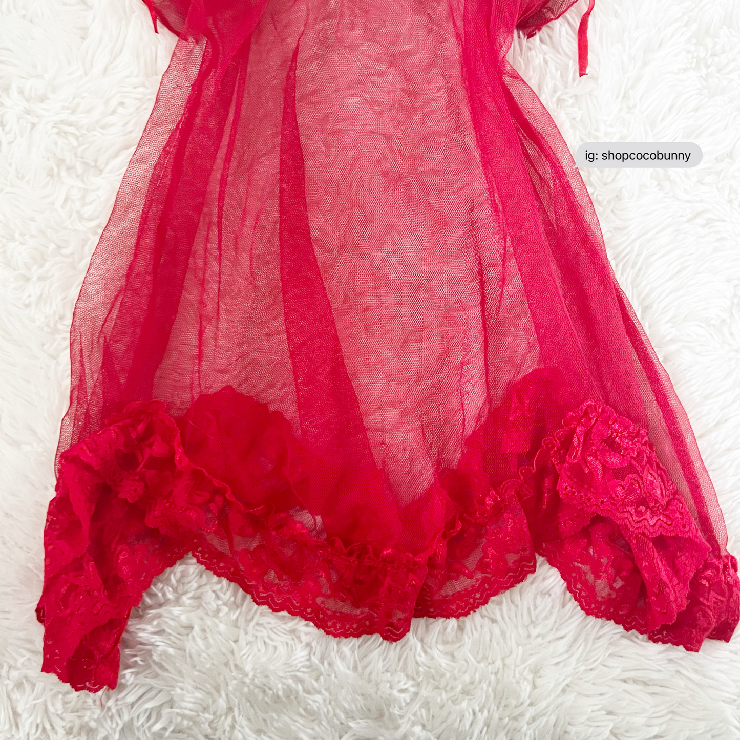 spicy red ribbon sheer slip dress