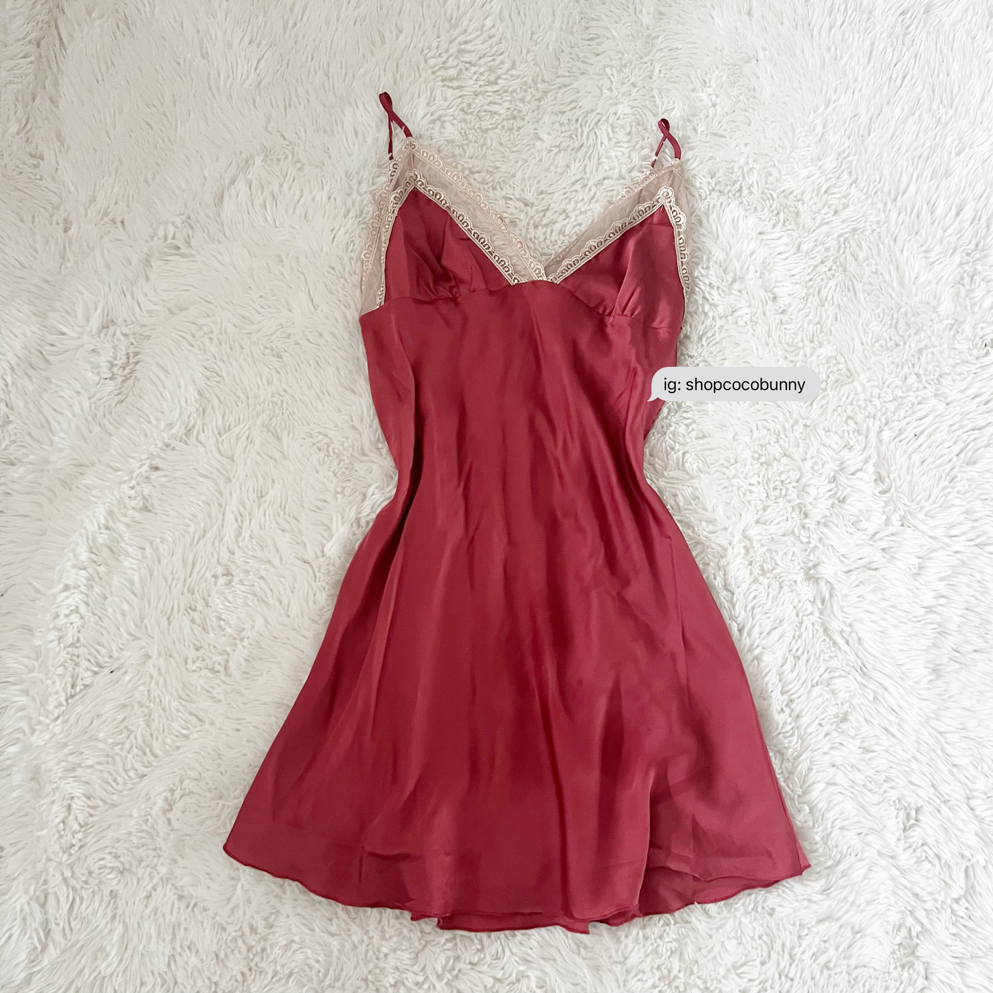 gold lace and red slip dress