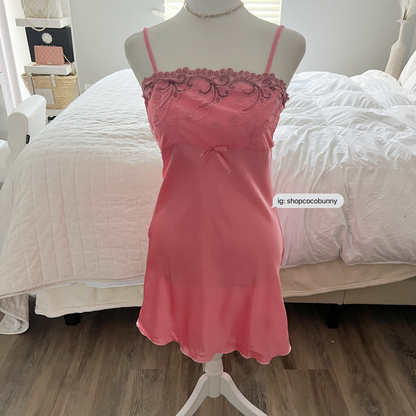 embroidery filigree pattern lace slip dress