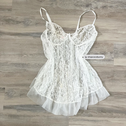 elegant moment lace bustier bow slip dress