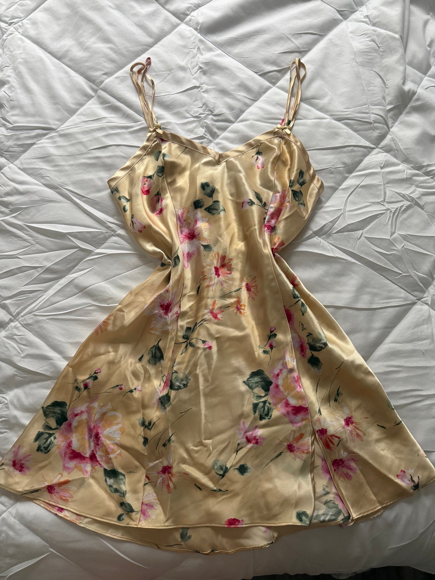 peach marigold slip dress