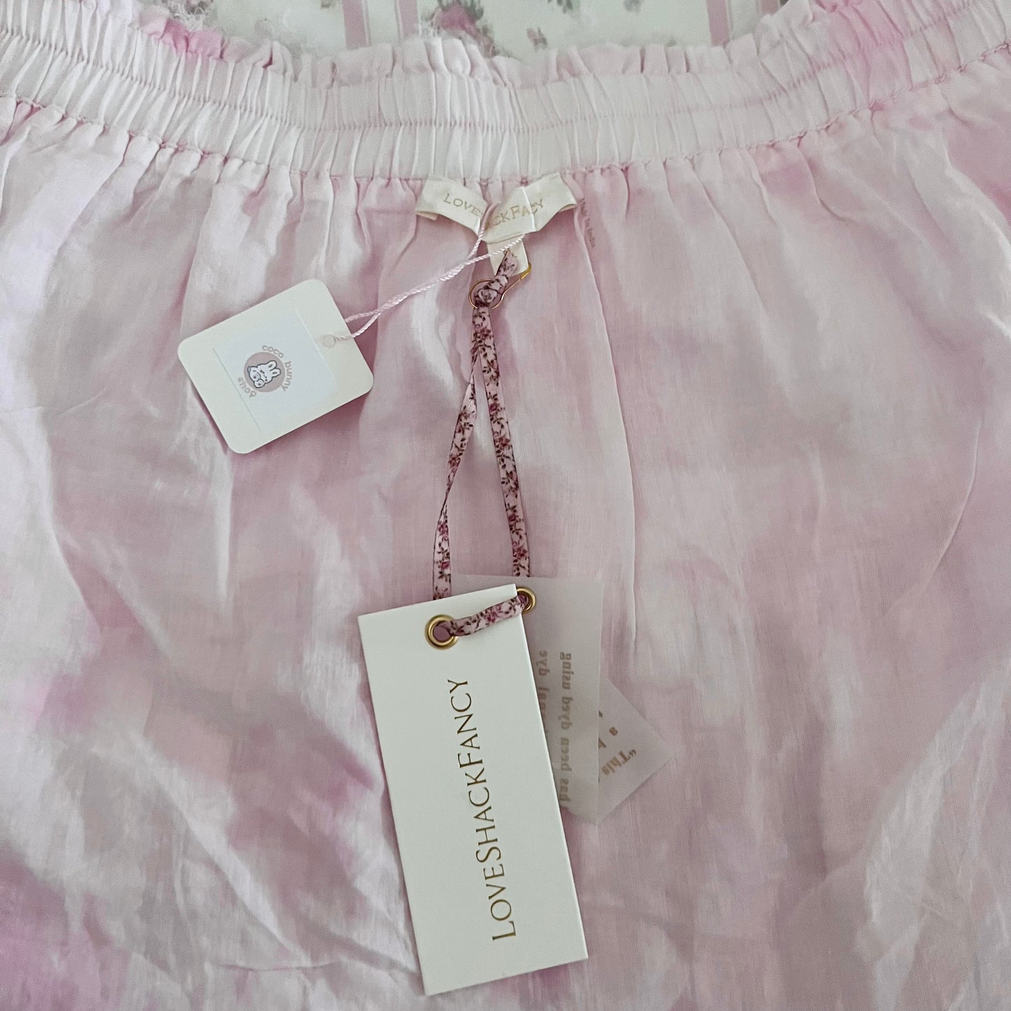 loveshackfancy pink ruffle heritage mini skirt