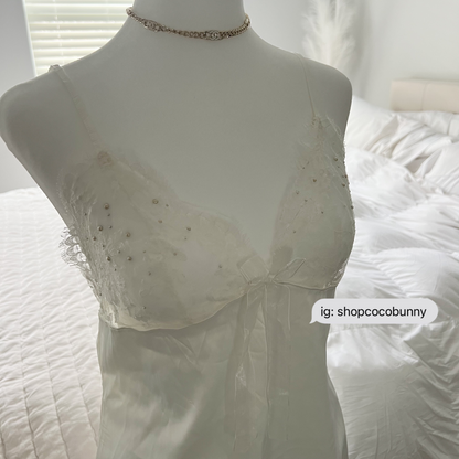dreamy eblin pearl embellished bustier slip dress