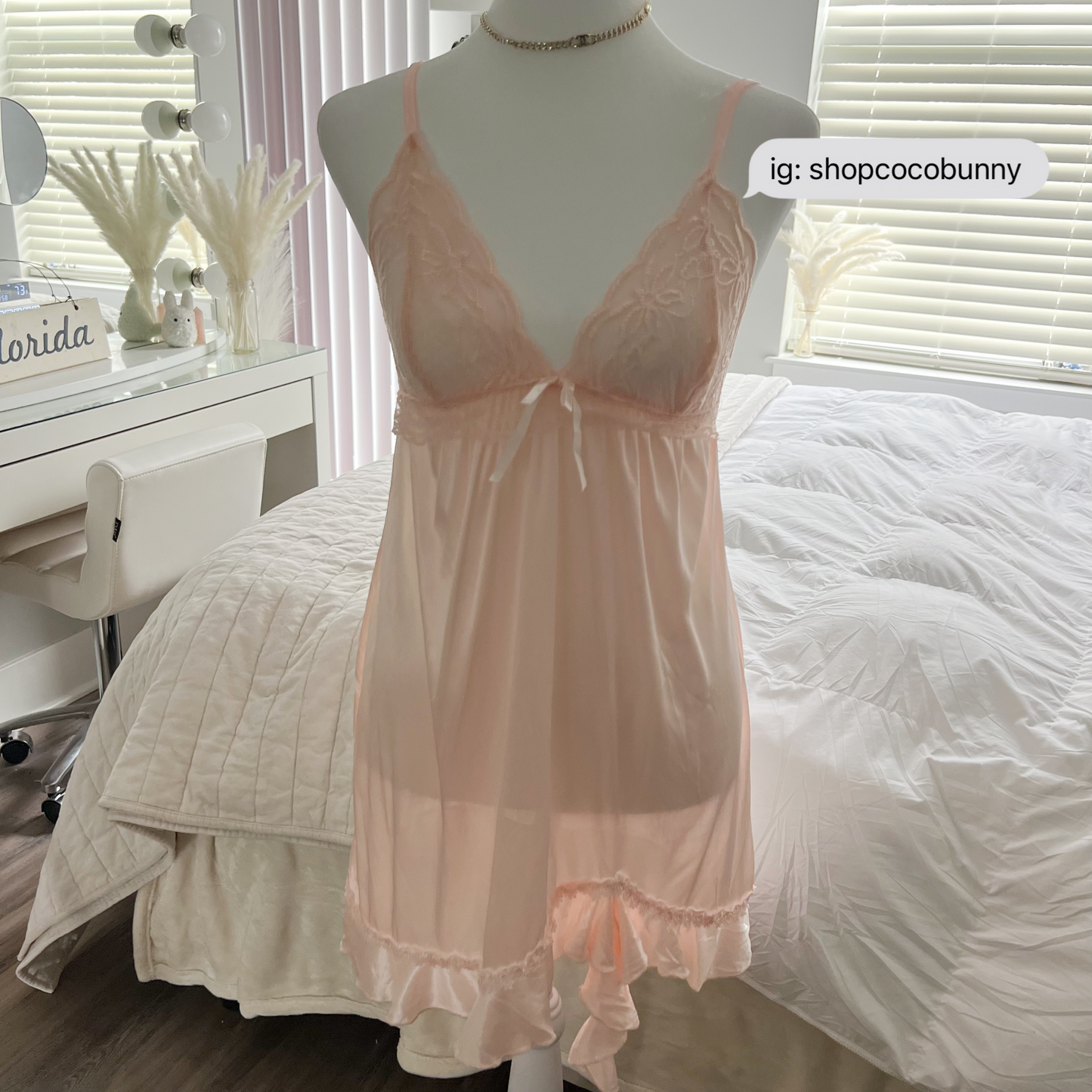 peach pink lolita sheer slip dress