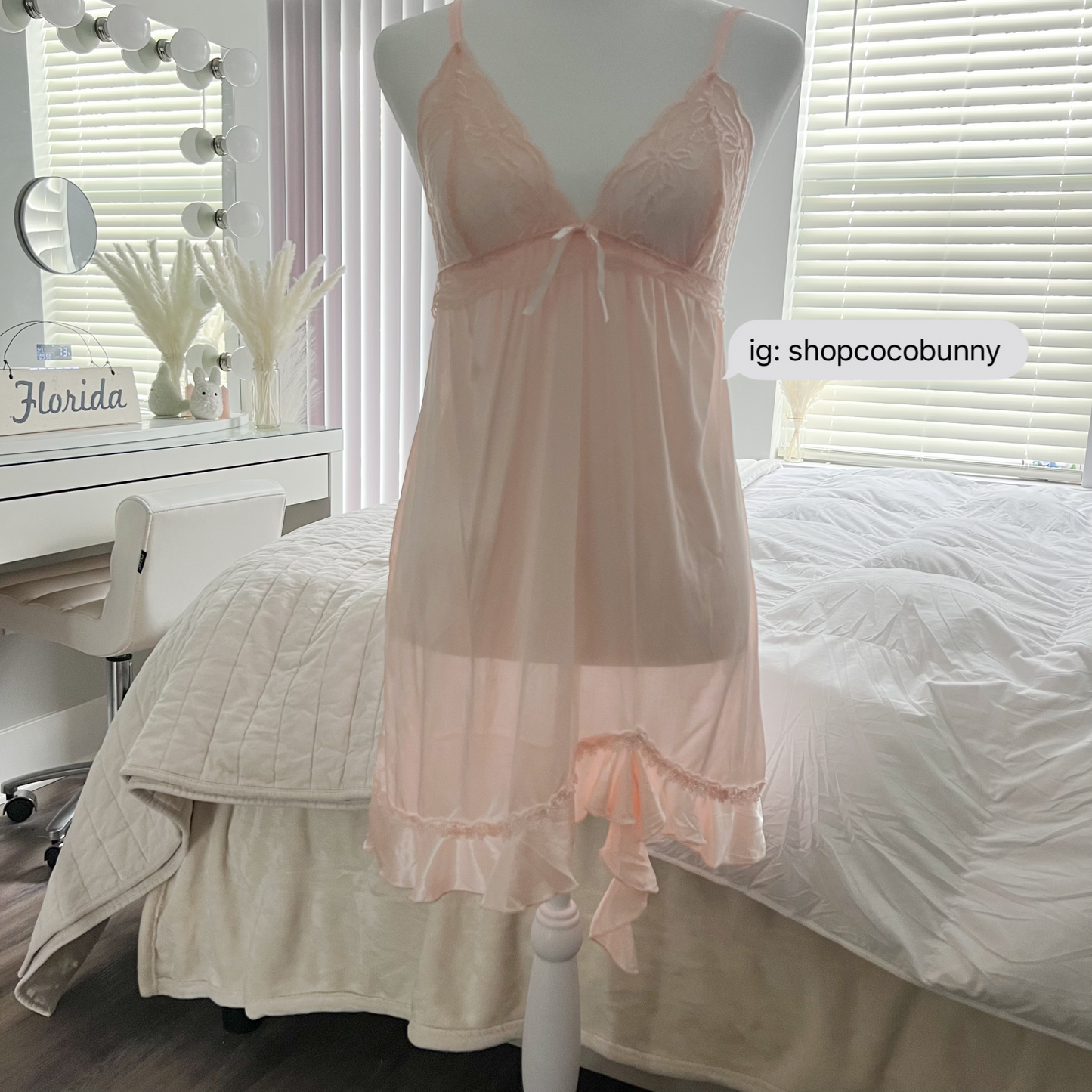 peach pink lolita sheer slip dress