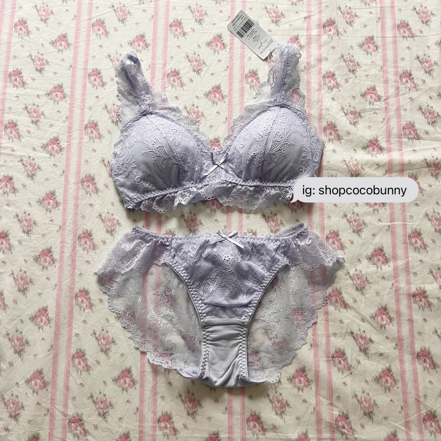 japanese brand lace purple bralette and briefs set