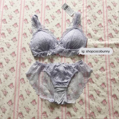 japanese brand lace purple bralette and briefs set