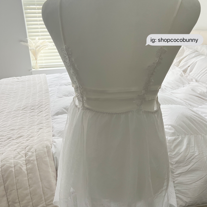 padded white bustier sheer lace slip dress