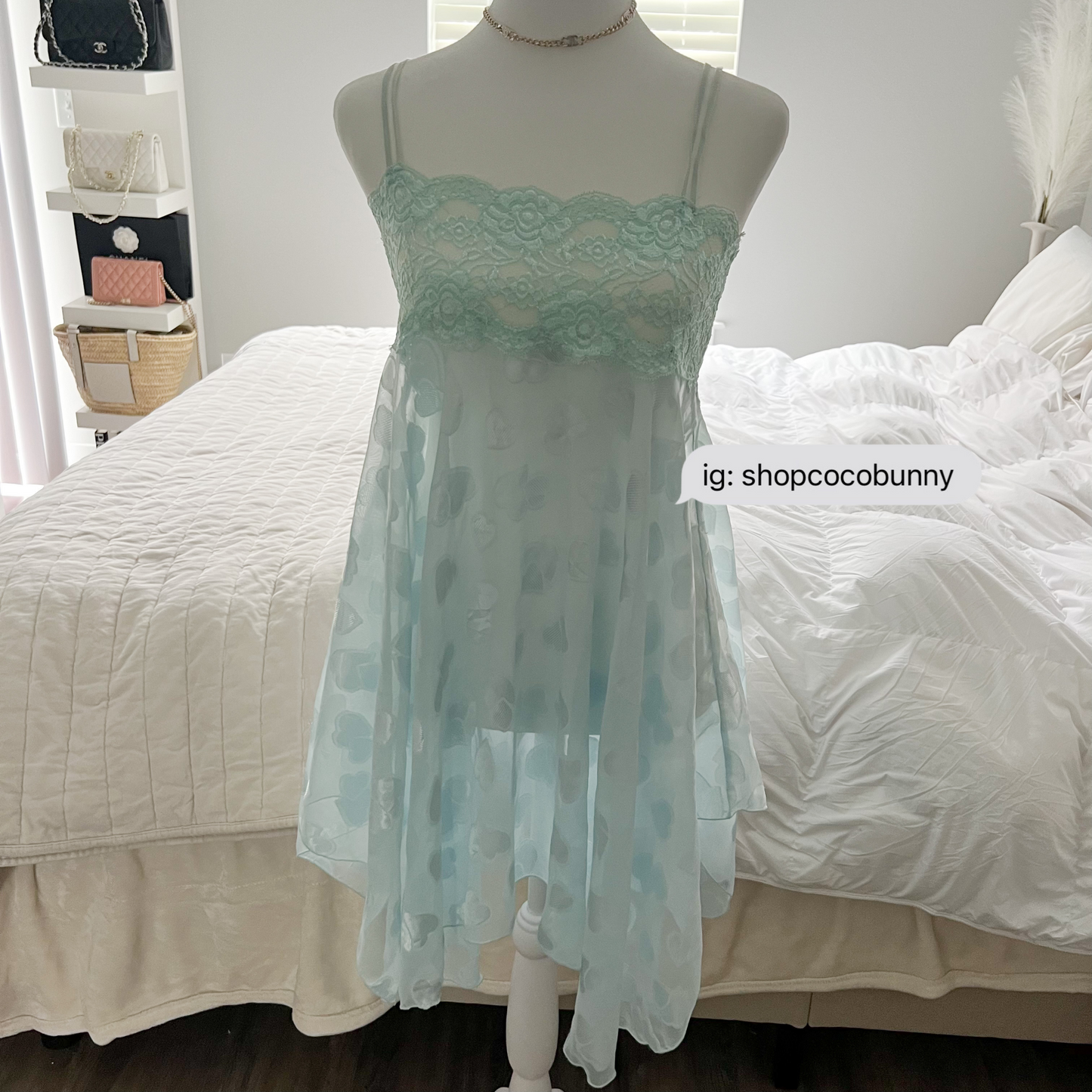 reflective hearts semi sheer slip dress