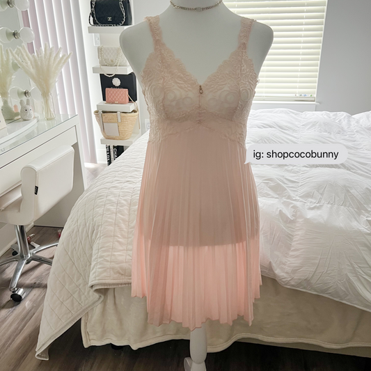 pink flouncy jewel embellishment slip dress