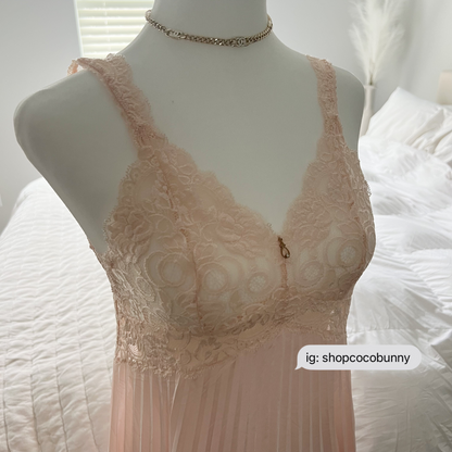 pink flouncy jewel embellishment slip dress