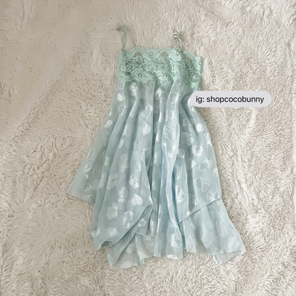 reflective hearts semi sheer slip dress