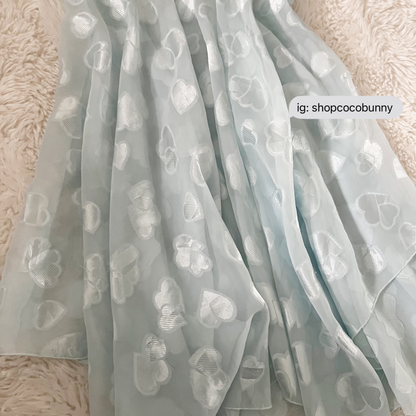 reflective hearts semi sheer slip dress