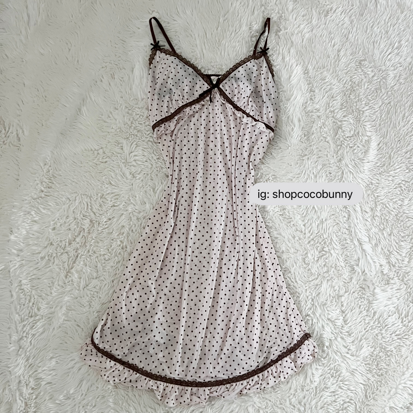 polka dot baby pink & brown slip dress