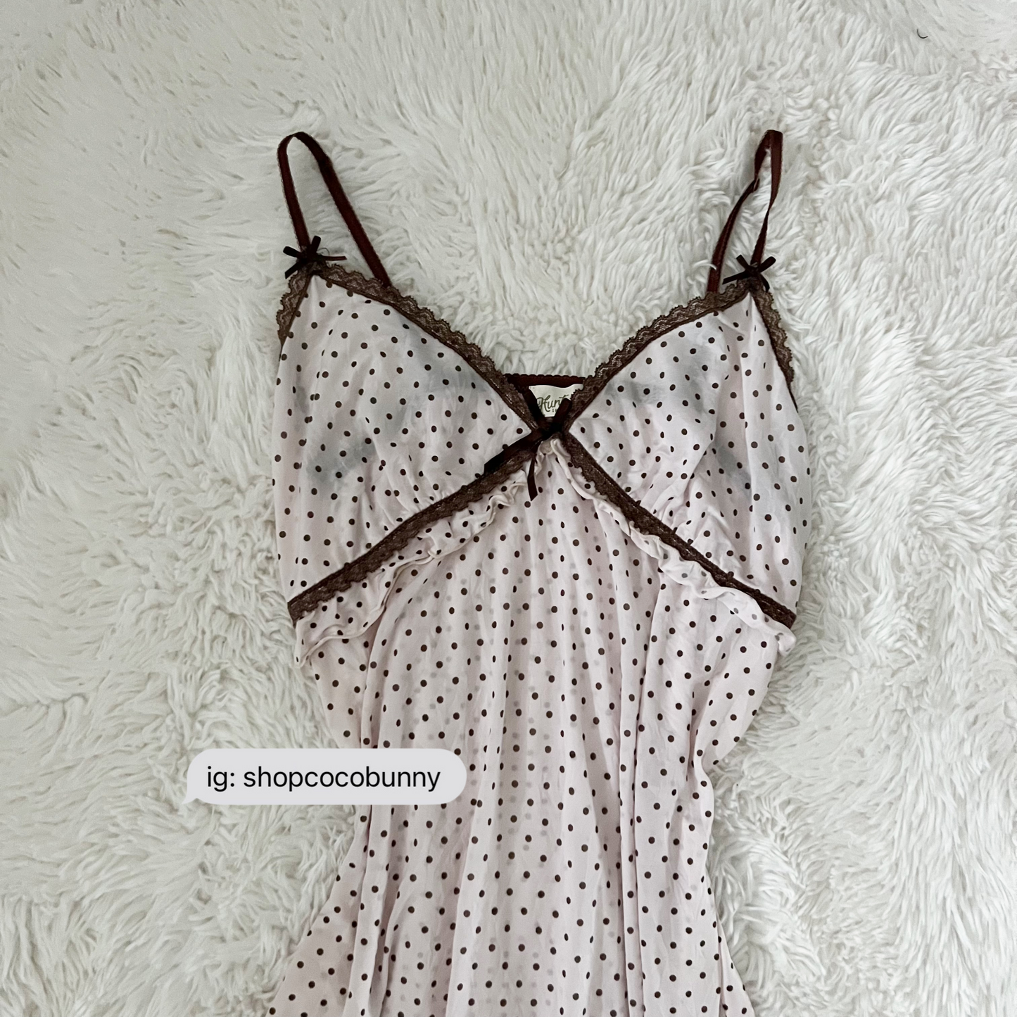 polka dot baby pink & brown slip dress