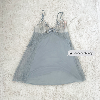 japanese brand blue babydoll slip dress
