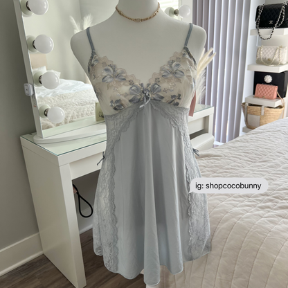 japanese brand blue babydoll slip dress