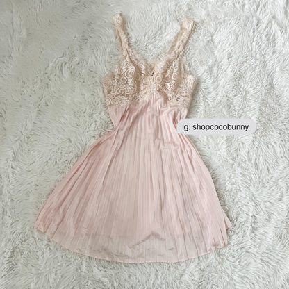 pink flouncy jewel embellishment slip dress