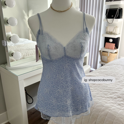 japanese brand lace baby blue cami